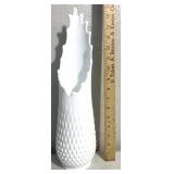 Hobnail milk glass swung glass vase