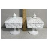 Milk glass candy dishes