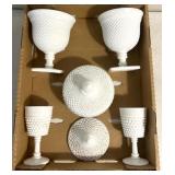 Milk glassware/hobnail