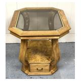 Vintage end table with smoked glass/one drawer