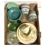 Green themed glassware/pottery