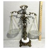vintage Hollywood brass & crystal scale of