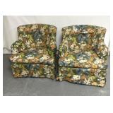 Pair of vintage cushion, chairs, flower themed