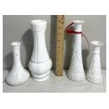 Milk glass vases