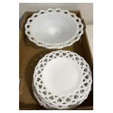 Milk glass plates