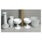 Anchor hocking hobnail milk glass