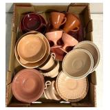 Pink-red-brown dinnerware
