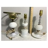 Hobnail Milk glass lamps