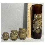 Brass themed owls