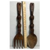 Large wooden wall hanging utensils decor