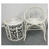 Vintage wicker chair/side table