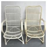 2 vintage lounger chairs, bamboo themed
