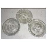3 clear glass service tray/plates