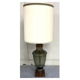 42" vintage mid-century olive green glass and