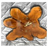 Retro wood themed wall hanging clock