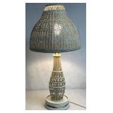 Retro wicker style table, top lamp