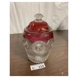 EAPG Ruby Flashed Biscuit Cracker Jar