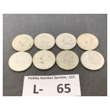(8) 1966 Kennedy Silver Half Dollars