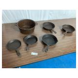 (6) Cast Iron Skillets Dutch Oven