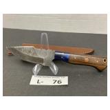 Damascus Style Knife w/Sheath approx 3"