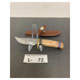 Damascus Style Knife w/Sheath approx 2"