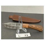 Damascus Style Knife w/Sheath approx 3"