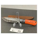 Damascus Style Knife w/Sheath approx 3"