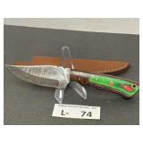 Damascus Style Knife w/Sheath approx 3"