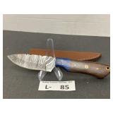 Damascus Style Knife w/Sheath approx 3"