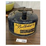 Vintage Glavanized Belknap Fuel Can