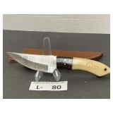 Damascus Style Knife w/Sheath approx 3"