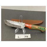 Damascus Style Knife w/Sheath approx 3"