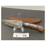 Damascus Style Knife w/Sheath approx 3"