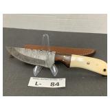 Damascus Style Knife w/Sheath approx 3"