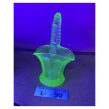 Small Uraninum Glass Basket (broke)