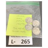 (4) Silver Washington Quarters