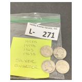 (4) Silver Washington Quarters