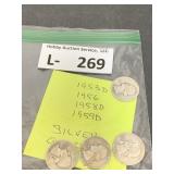 (4) Silver Washington Quarters
