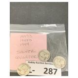 (3) Silver Washington Quarters