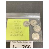 (4) Silver Washington Quarters