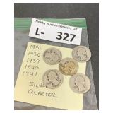 (5) Silver Washington Quarters