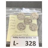 (5) Silver Washington Quarters
