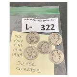 (5) Silver Washington Quarters