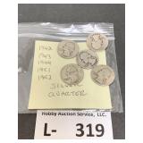 (5) Silver Washington Quarters