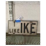Vintage Metal Embossed I LIKE IKE License Plate