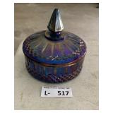 Indiana Carnival Glass Covered Dish