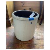 Vintage #5 Stoneware Crock (cracked)