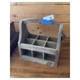 Wood Divided Bottle Carrier w/Opener attached