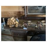 Wood Horse Keg Wagon Decor