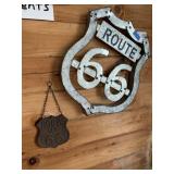 (2) Metal Route 66 Wall Decor